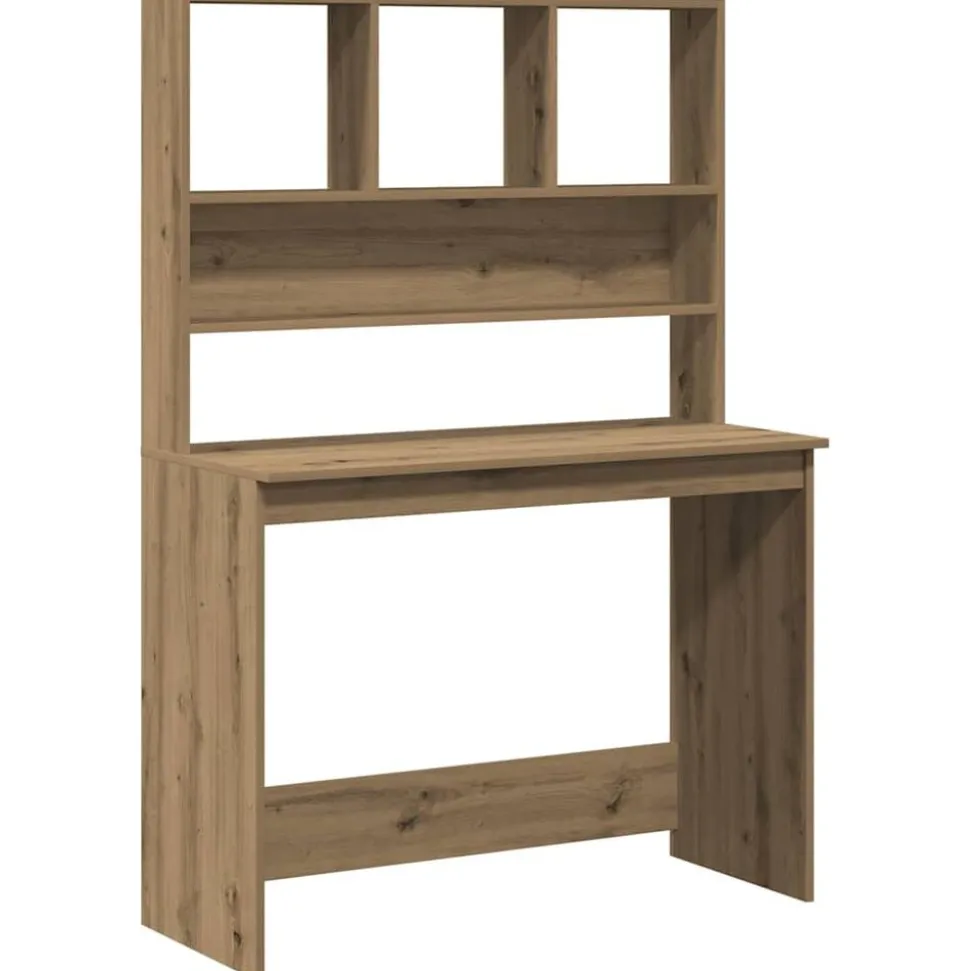 vidaXL Bureau met schappen 102x45x148 cm bewerkt hout artisanaal eiken