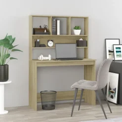 vidaXL Bureau met schappen 102x45x148 bewerkt hout sonoma eikenkleur