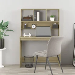 vidaXL Bureau met schappen 102x45x148 bewerkt hout sonoma eikenkleur