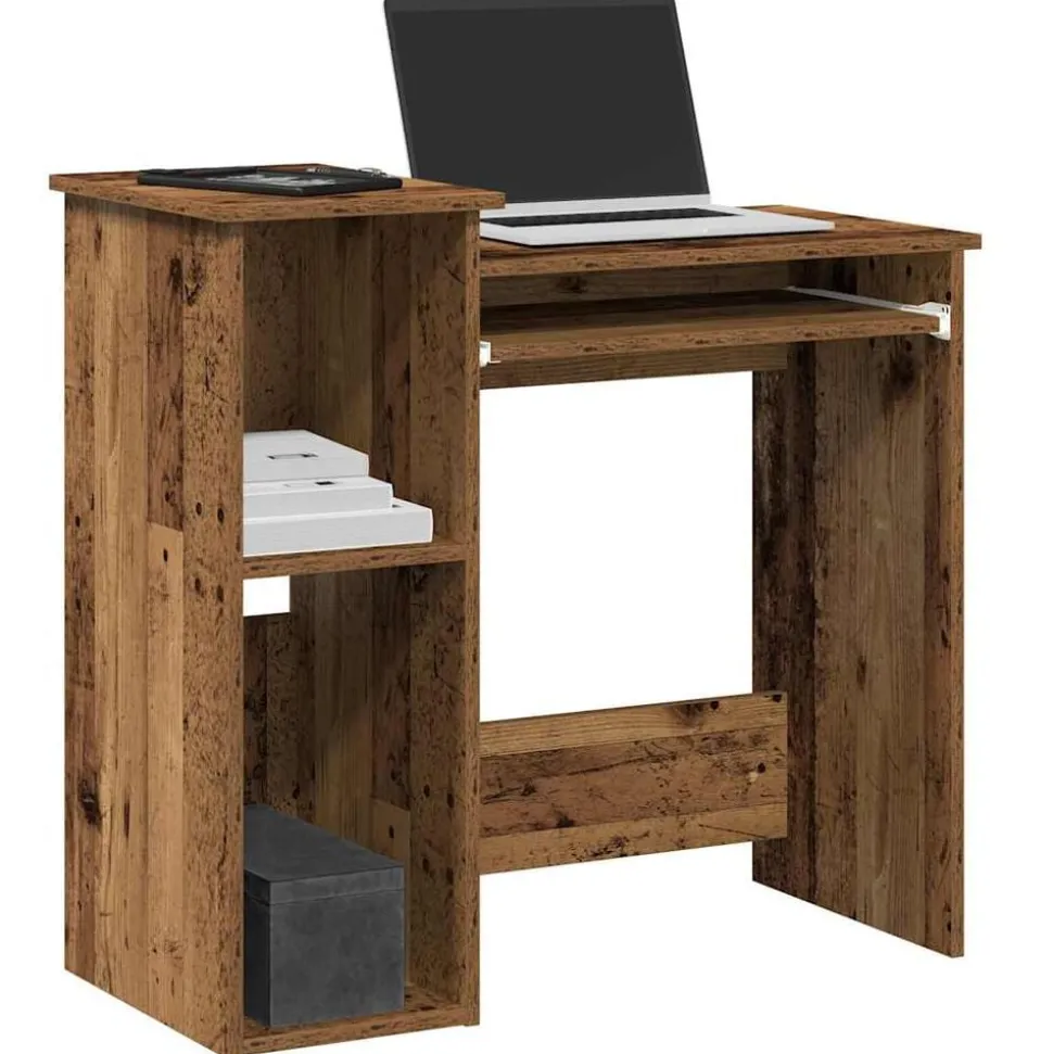 vidaXL Bureau met schappen 84x40x78 cm bewerkt hout oud houtkleurig