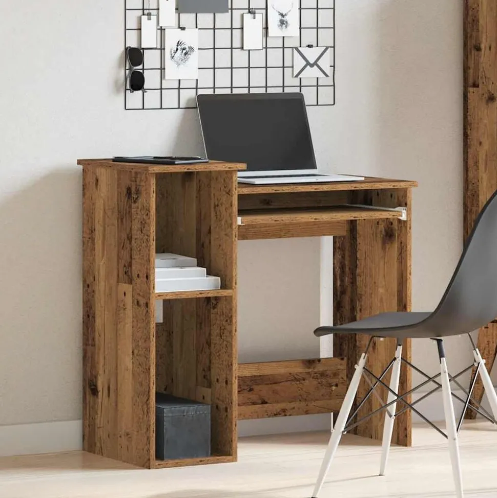 vidaXL Bureau met schappen 84x40x78 cm bewerkt hout oud houtkleurig
