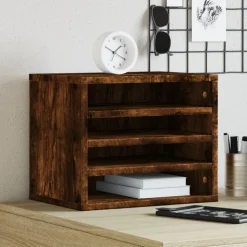 vidaXL Bureau organiser 36x26x29,5 cm bewerkt hout gerookt eikenkleur