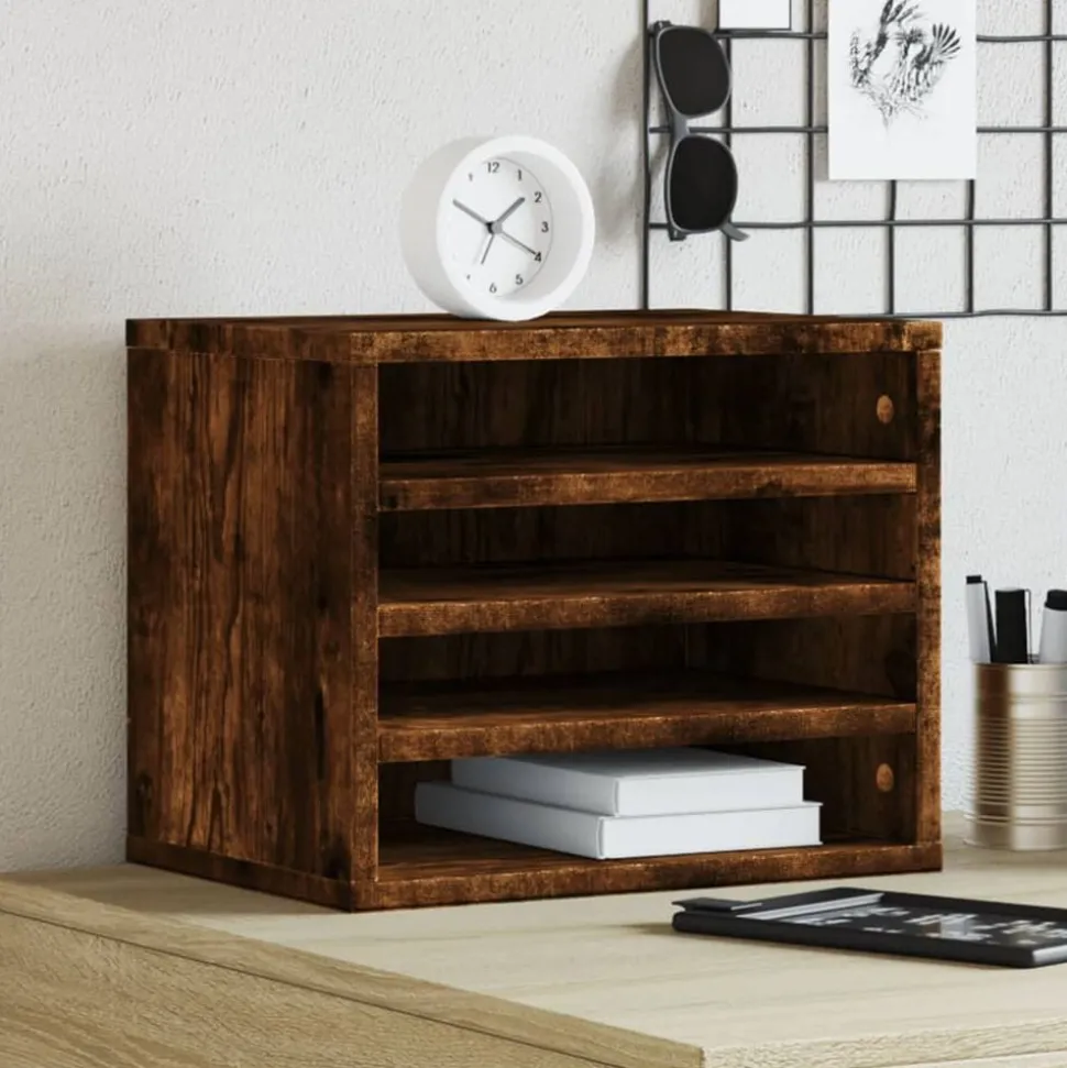 vidaXL Bureau organiser 36x26x29,5 cm bewerkt hout gerookt eikenkleur