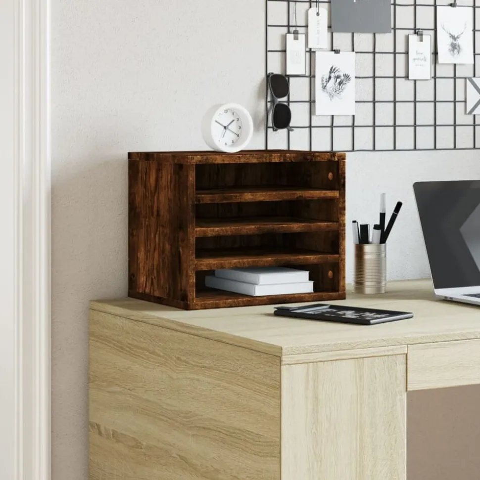 vidaXL Bureau organiser 36x26x29,5 cm bewerkt hout gerookt eikenkleur