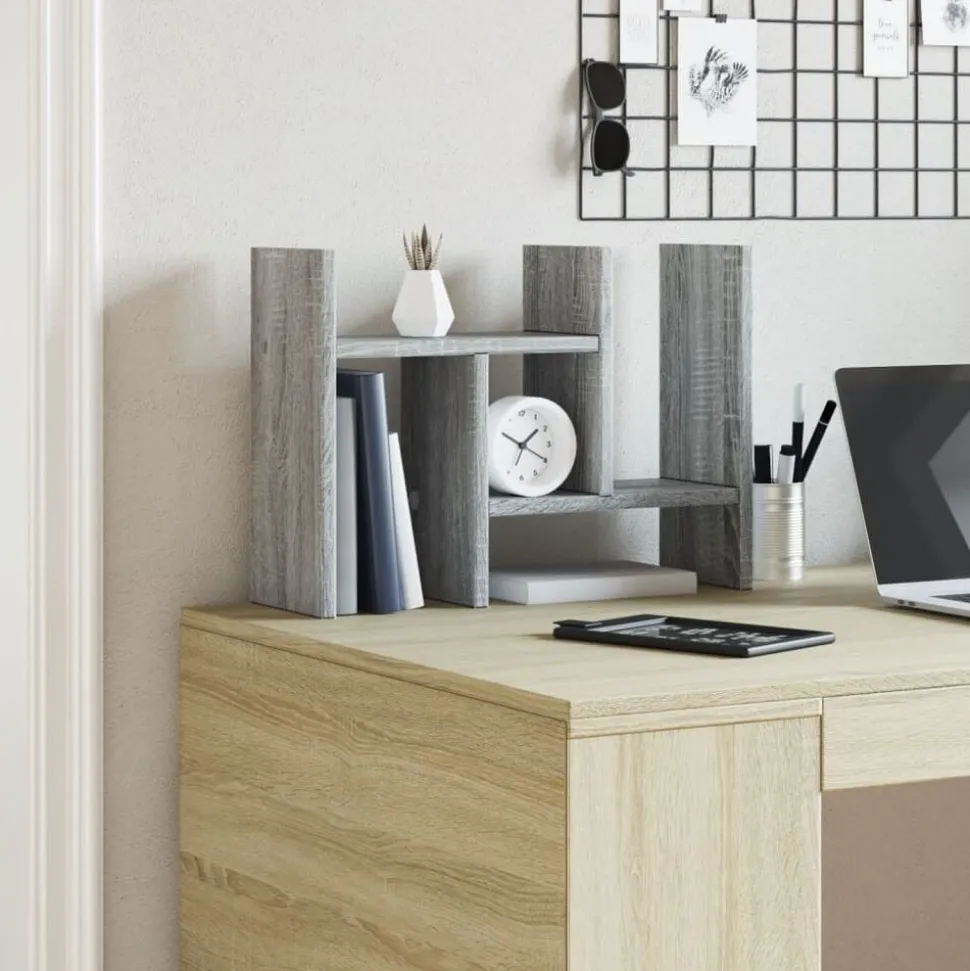 vidaXL Bureau organiser 34,5x15,5x35,5 cm bewerkt hout grijs sonoma