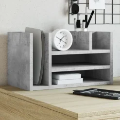 vidaXL Bureau organiser 44,5x24x25 cm bewerkt hout betongrijs