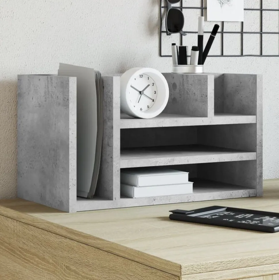 vidaXL Bureau organiser 44,5x24x25 cm bewerkt hout betongrijs