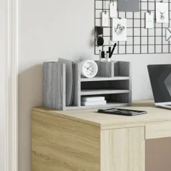 vidaXL Bureau organiser 44,5x24x25 cm bewerkt hout grijs sonoma eiken