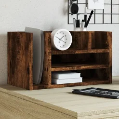 vidaXL Bureau organiser 44,5x24x25 cm bewerkt hout gerookt eikenkleur