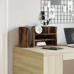 vidaXL Bureau organiser 44,5x24x25 cm bewerkt hout gerookt eikenkleur