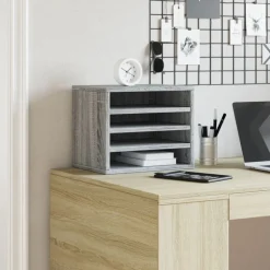 vidaXL Bureau organiser 36x26x29,5 cm bewerkt hout grijs sonoma eiken