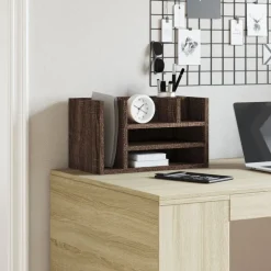 vidaXL Bureau organiser 44,5x24x25 cm bewerkt hout bruin eikenkleur