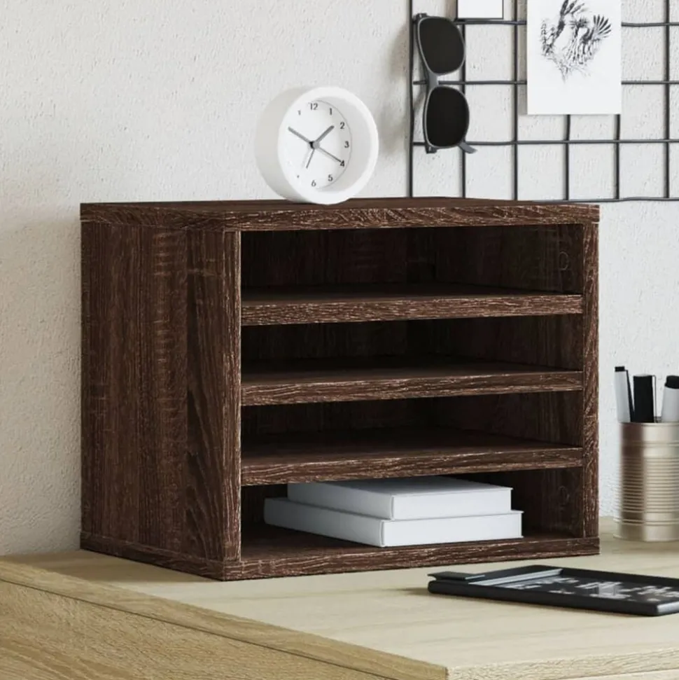 vidaXL Bureau organiser 36x26x29,5 cm bewerkt hout bruin eikenkleurig