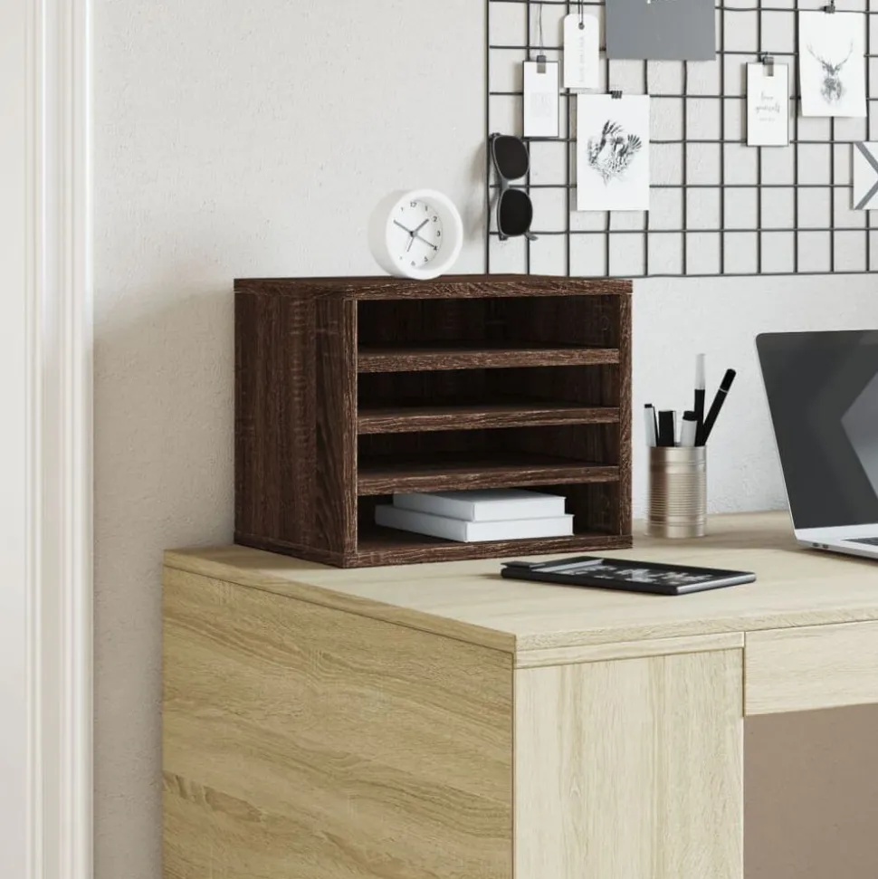 vidaXL Bureau organiser 36x26x29,5 cm bewerkt hout bruin eikenkleurig