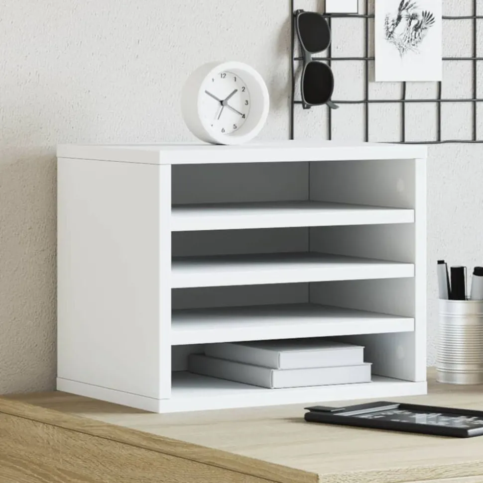 vidaXL Bureau organiser 36x26x29,5 cm bewerkt hout wit