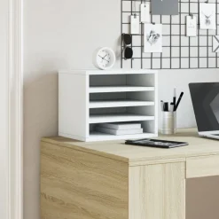 vidaXL Bureau organiser 36x26x29,5 cm bewerkt hout wit