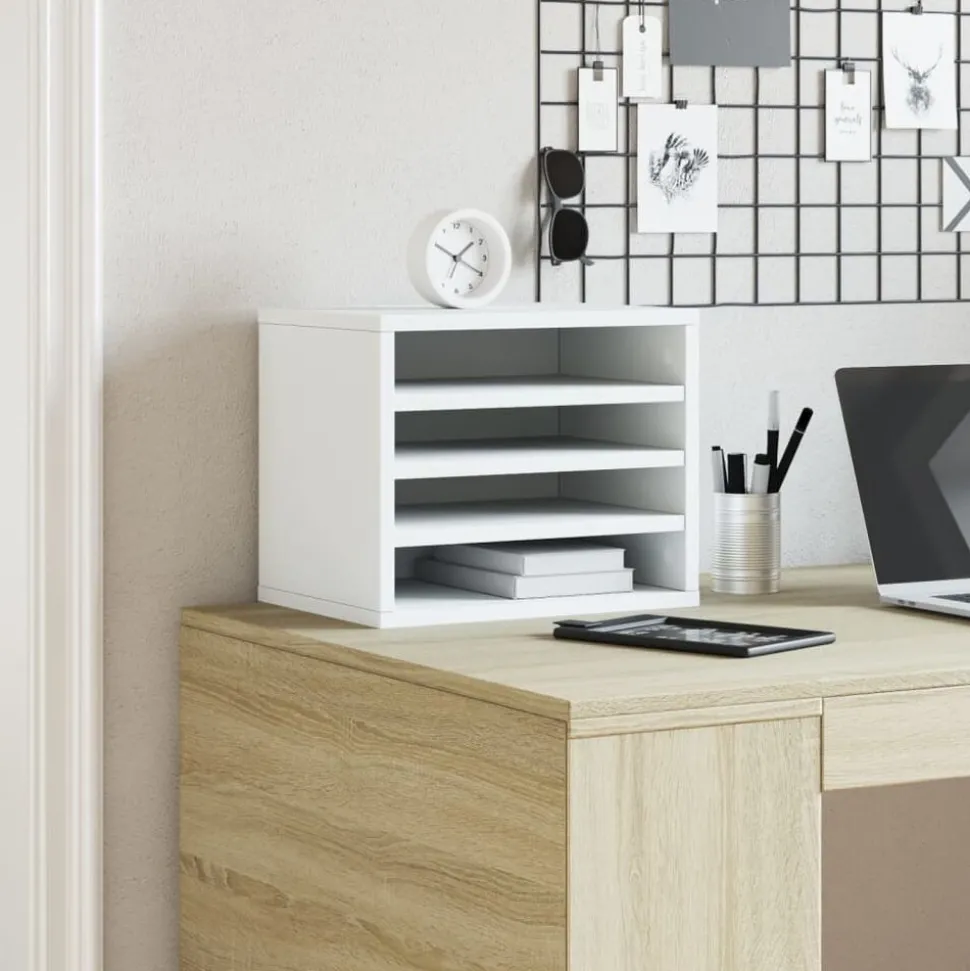 vidaXL Bureau organiser 36x26x29,5 cm bewerkt hout wit