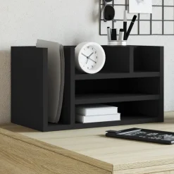 vidaXL Bureau organiser 44,5x24x25 cm bewerkt hout zwart