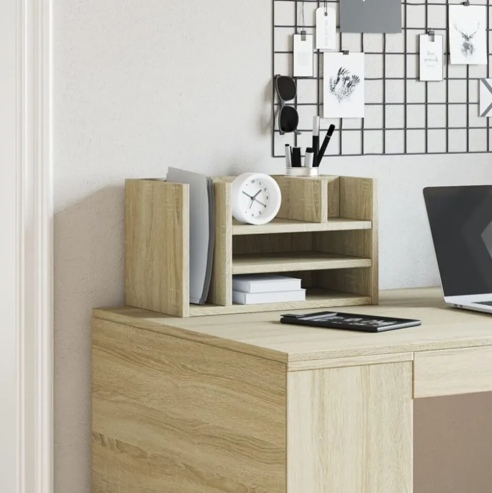vidaXL Bureau organiser 44,5x24x25 cm bewerkt hout sonoma eikenkleurig