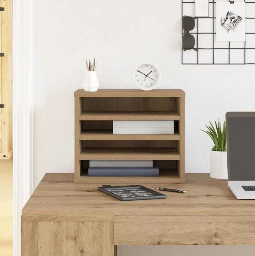 vidaXL Bureau Organizer Artisan Eiken 36 x 26 x 29,5 cm Bewerkt hout