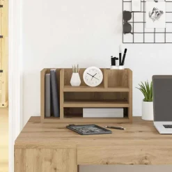 vidaXL Bureau Organizer Zwart eiken 44,5 x 24 x 25 cm Bewerkt hout