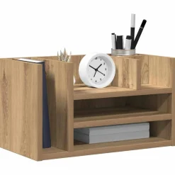 vidaXL Bureau Organizer Zwart eiken 44,5 x 24 x 25 cm Bewerkt hout