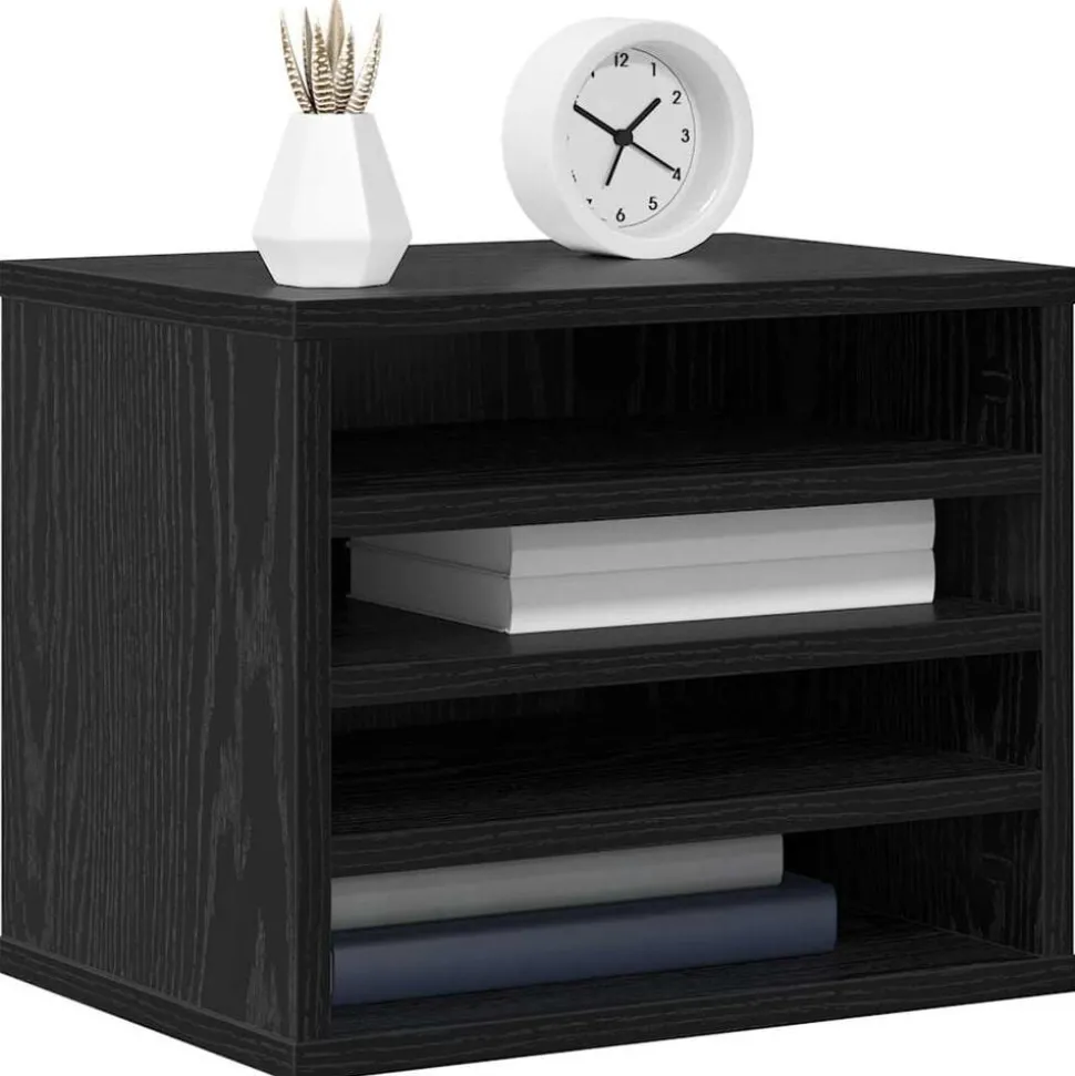 vidaXL Bureau Organizer Zwart Eiken 36 x 26 x 29,5 cm Bewerkt hout