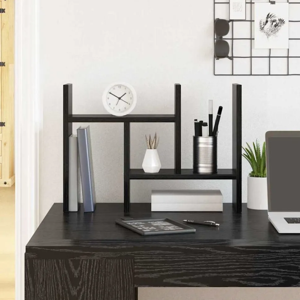 vidaXL Bureau Organizer Zwart Eiken 34,5 x 15,5 x 35,5 cm Bewerkt hout
