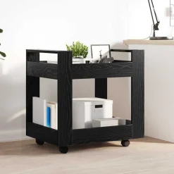 vidaXL Bureau Trolley Zwart Eiken 60 x 45 x 60 cm Bewerkt hout