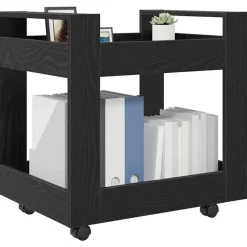 vidaXL Bureau Trolley Zwart Eiken 60 x 45 x 60 cm Bewerkt hout