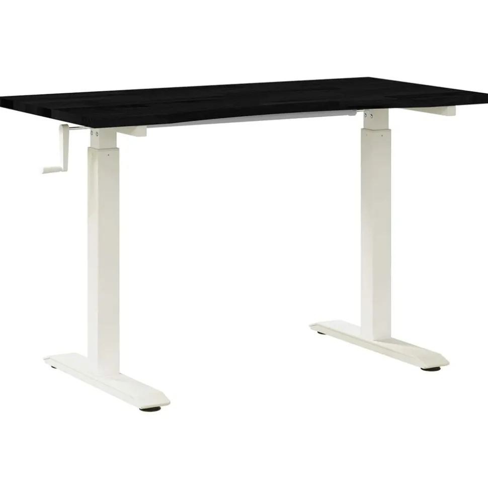 vidaXL Bureau Wit en Donkerbruin 120 x 60 cm Massief Eikenhout