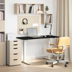 vidaXL Bureau Wit en Donkerbruin 120 x 60 cm Massief Eikenhout