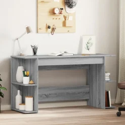 vidaXL Bureau 140x50x75 cm bewerkt hout grijs sonoma eikenkleurig