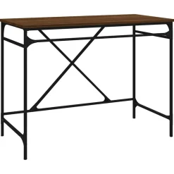 vidaXL Bureau 100x50x75 cm bewerkt hout en ijzer bruin eikenkleur