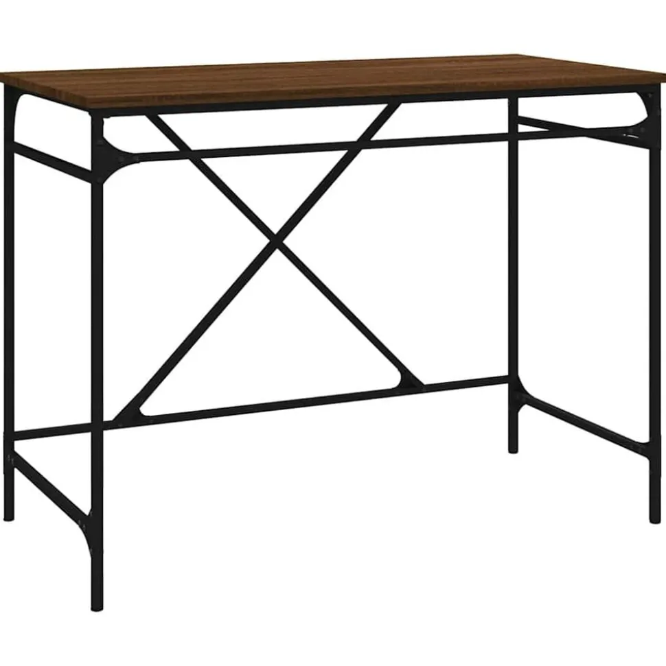 vidaXL Bureau 100x50x75 cm bewerkt hout en ijzer bruin eikenkleur
