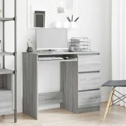 vidaXL Bureau 90x45x76 cm bewerkt hout grijs sonoma eikenkleurig