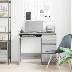 vidaXL Bureau 90x45x76 cm bewerkt hout grijs sonoma eikenkleurig
