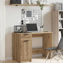 vidaXL Bureau 100x50x75 cm bewerkt hout artisanaal eikenkleur