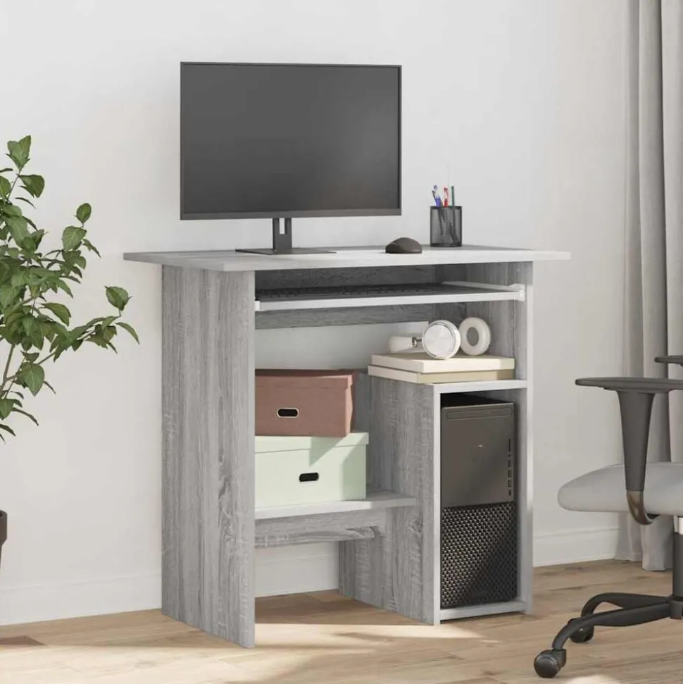 vidaXL Bureau 80x45x74 cm bewerkt hout grijs sonoma eikenkleurig