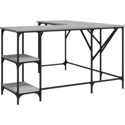 vidaXL Bureau 139x139x75 cm bewerkt hout grijs sonoma eikenkleurig