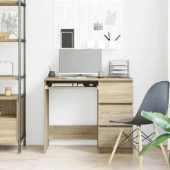 vidaXL Bureau 90x45x76 cm bewerkt hout sonoma eikenkleurig
