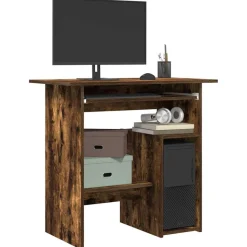 vidaXL Bureau 80x45x74 cm bewerkt hout gerookt eikenkleurig