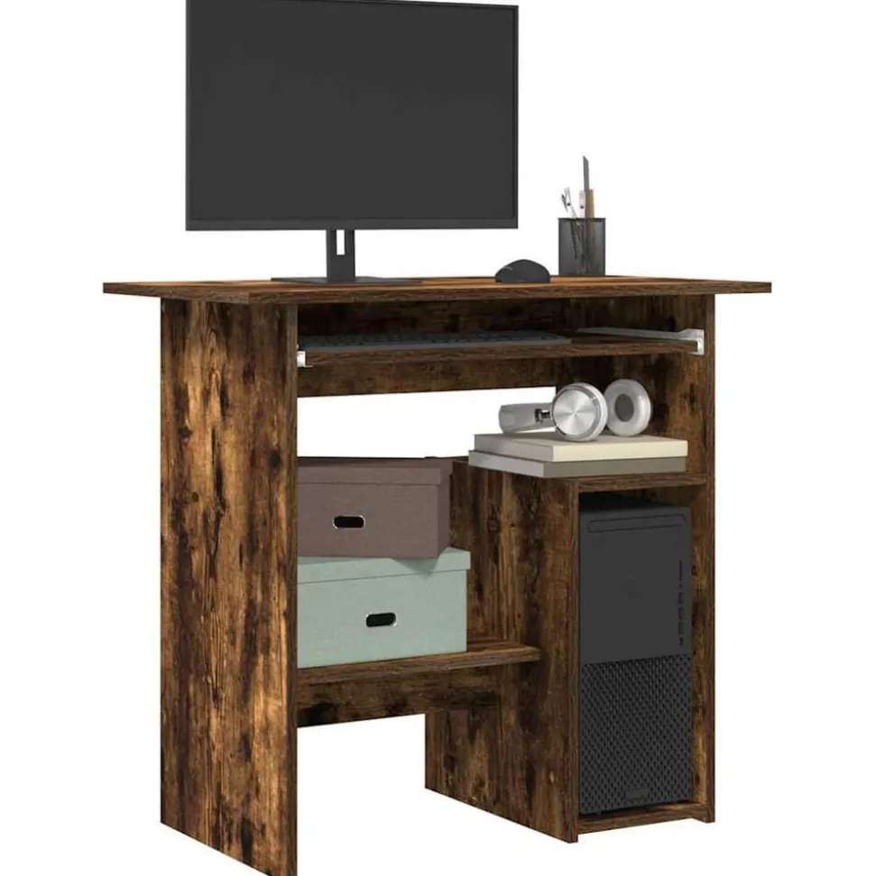 vidaXL Bureau 80x45x74 cm bewerkt hout gerookt eikenkleurig