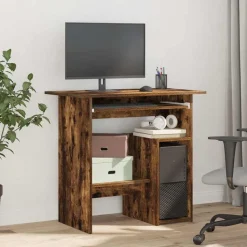 vidaXL Bureau 80x45x74 cm bewerkt hout gerookt eikenkleurig