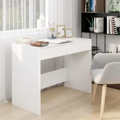 vidaXL Bureau 101x50x76,5 cm bewerkt hout wit