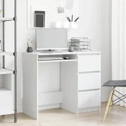 vidaXL Bureau 90x45x76 cm bewerkt hout wit