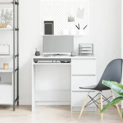vidaXL Bureau 90x45x76 cm bewerkt hout wit