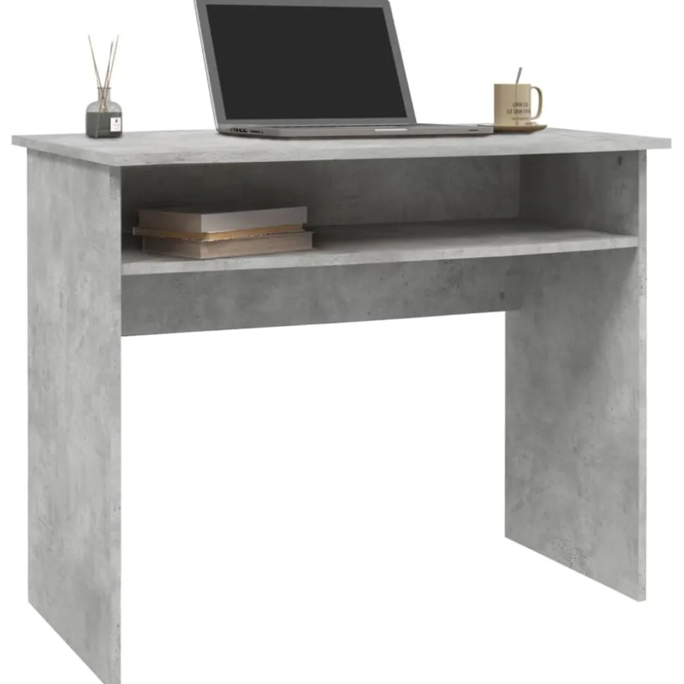 vidaXL Bureau 90x50x74 cm bewerkt hout betongrijs