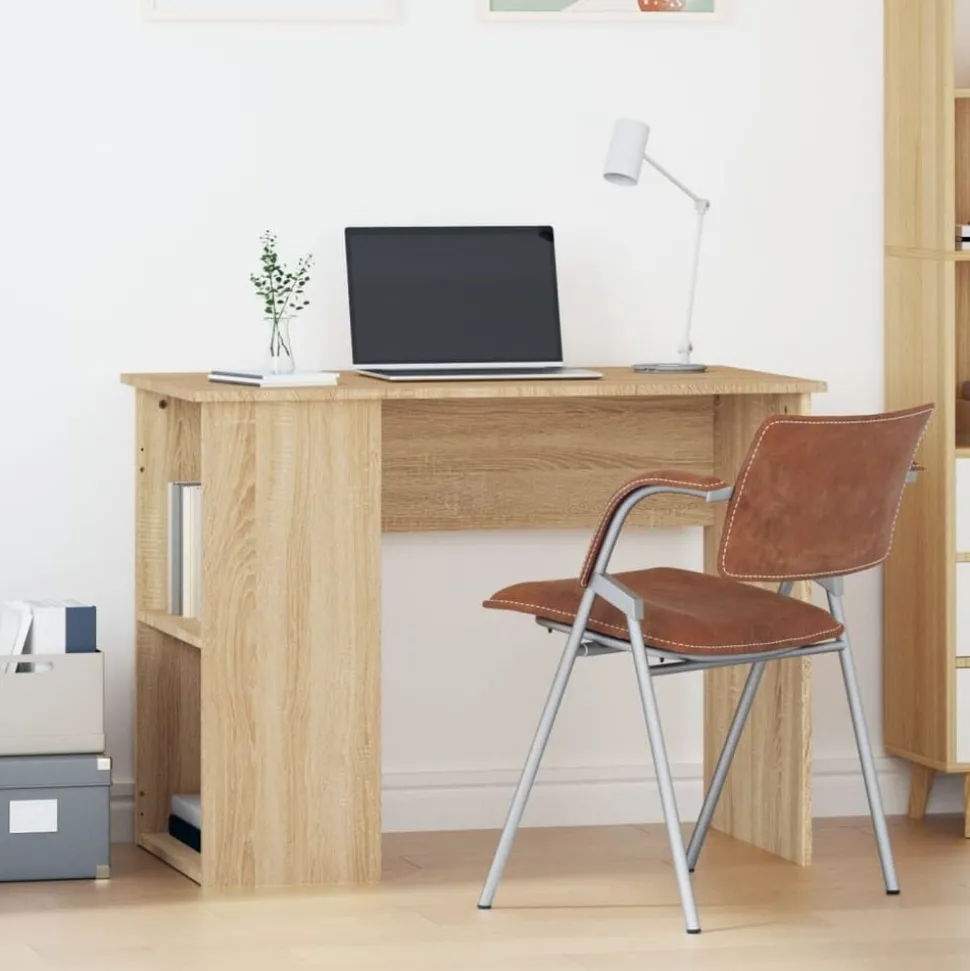 vidaXL Bureau 100x55x75 cm bewerkt hout sonoma eikenkleurig