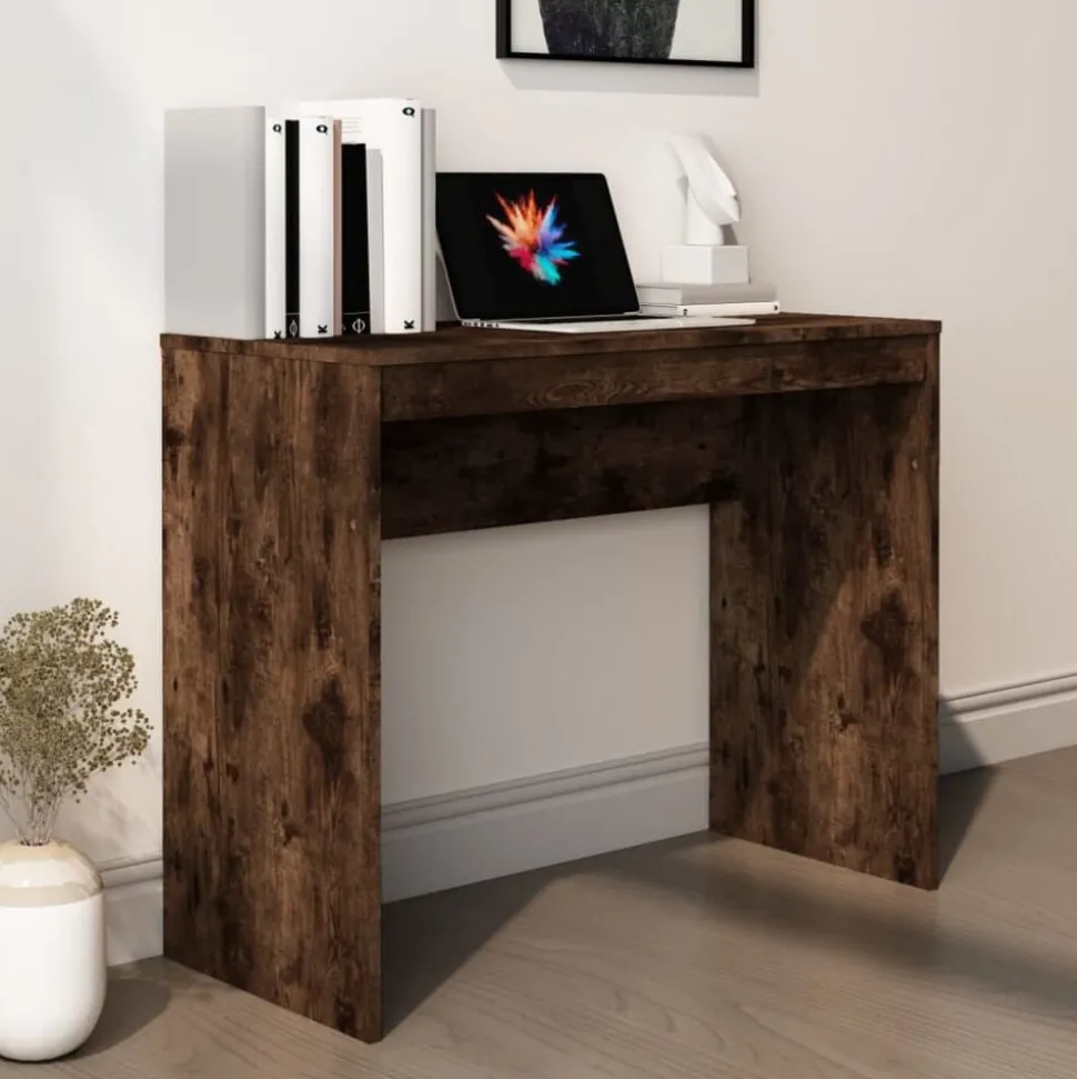 vidaXL Bureau 90x40x72 cm bewerkt hout gerookt eikenkleurig